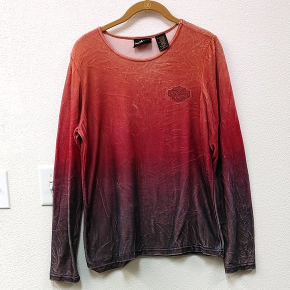 HARLEY DAVIDSON SOFT VELOUR LIKE LONG SLEEVE OMBRE SHIRT size M - Picture 1 of 8